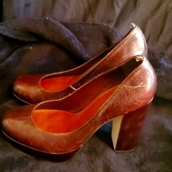 Aldo BROWN LEATHER PLATFORM PUMPS - Picture 4 of 5
